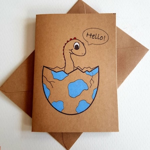 Handgemaakte dinosaurus nieuwe baby Card-cute baby Card-Hello-uniek design