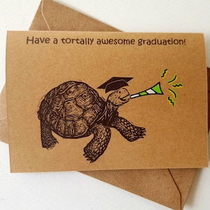 Tarjeta de graduación "Tortally"/"Turtley" hecha a mano - Tarjeta única de tortuga / tortuga - Fiesta de graduación - Tortuga divertida / Tortuga