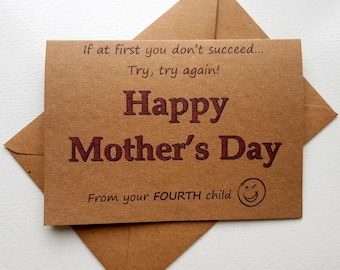 Handmade Funny Mother's Day Card - Happy Mother's Day - Silly Card For Mum- Funny - Unique