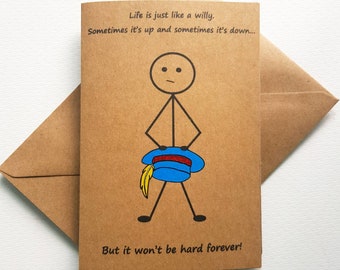 Funny Stickman Get Well Card – Handmade Kraft Card