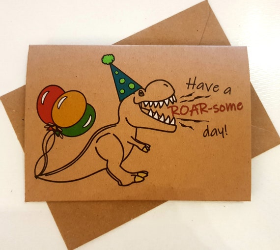 Dinosaur Happy Birthday Card 'You Are So Roarsome' -  Portugal