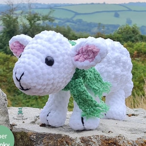 Lamb Crochet Pattern - Lawrence the Lamb Pattern - PDF in US and UK Terms - Sheep Toy Crochet Pattern