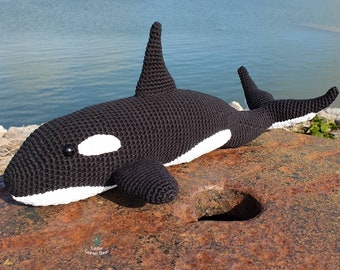 Orca Crochet Pattern - Olwyn the Orca Pattern - PDF in US and UK Terms - Killer Whale Toy Crochet Pattern