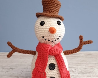 Seth the Snowman Crochet Pattern, Christmas Amigurumi (PDF in US & UK Terms)