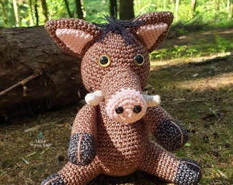 Boar Crochet Pattern - Boris the Boar Pattern - PDF in US and UK Terms - Pig Toy Crochet Pattern