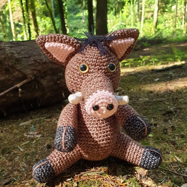 Boar Crochet Pattern - Boris the Boar Pattern - PDF in US and UK Terms - Pig Toy Crochet Pattern