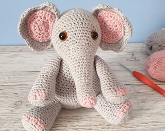 Elephant Crochet Pattern - Eva the Elephant Pattern - PDF in US and UK Terms - Elephant Toy Crochet Pattern