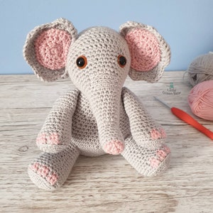 Elephant Crochet Pattern - Eva the Elephant Pattern - PDF in US and UK Terms - Elephant Toy Crochet Pattern