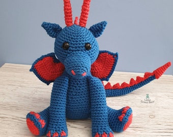 Dragon Crochet Pattern - Denzel the Dragon Pattern - PDF in US and UK Terms - Dragon Toy Crochet Pattern