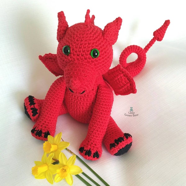 Welsh Dragon Crochet Pattern - Welsh Dragon Pattern - PDF in US and UK Terms - Dragon Toy Crochet Pattern