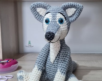 Wolf Crochet Pattern - Wilbur the Wolf Pattern - PDF in US and UK Terms - Wolf Toy Crochet Pattern