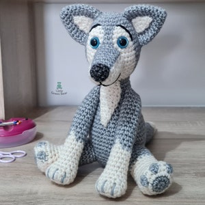 Wolf Crochet Pattern - Wilbur the Wolf Pattern - PDF in US and UK Terms - Wolf Toy Crochet Pattern