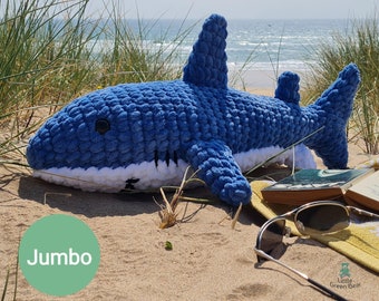 Jumbo Shark Crochet Pattern - Shannon the Shark Pattern - PDF in US and UK Terms - Jumbo Shark Toy Crochet Pattern