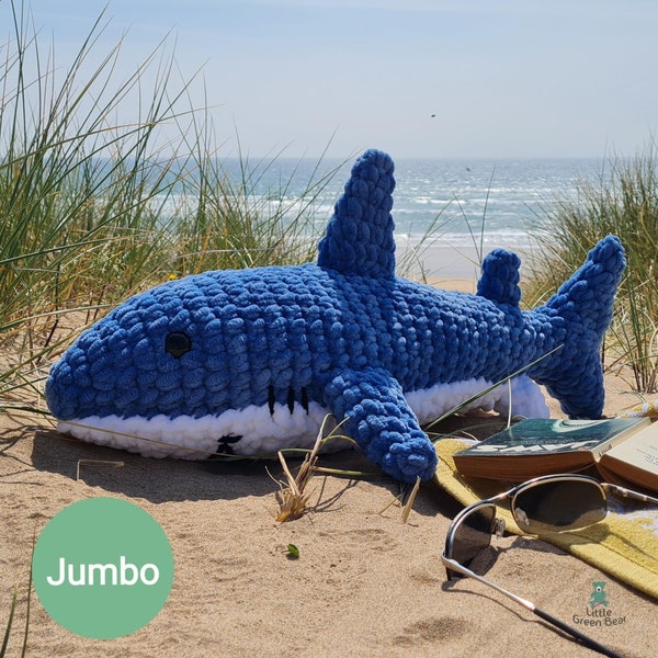 Shannon the Shark Crochet Pattern, Chunky/Jumbo Plush Amigurumi (PDF in US & UK Terms)