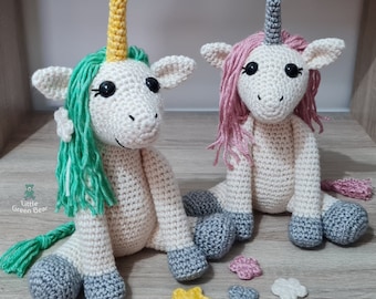 Unicorn Crochet Pattern - Uma the Unicorn Pattern - PDF in US and UK Terms - Unicorn Toy Crochet Pattern