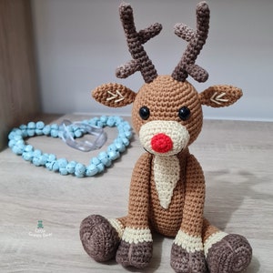 Reindeer Crochet Pattern Rudolph the Reindeer Pattern PDF in US and UK Terms Christmas Crochet Toy Pattern image 1