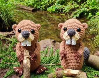 Beaver Crochet Pattern - Bobby the Beaver Pattern - PDF in US and UK Terms - Beaver Toy Crochet Pattern