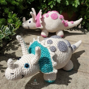 Triceratops Crochet Pattern - Terry the Triceratops Pattern - PDF in US and UK Terms - Dinosaur Toy Crochet Pattern