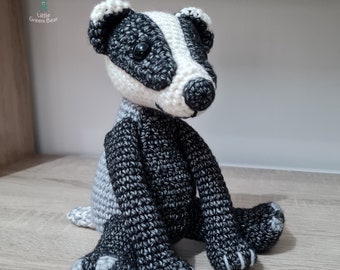 Badger Crochet Pattern - Barrold the Badger Pattern - PDF in US and UK Terms - Badger Toy Crochet Pattern