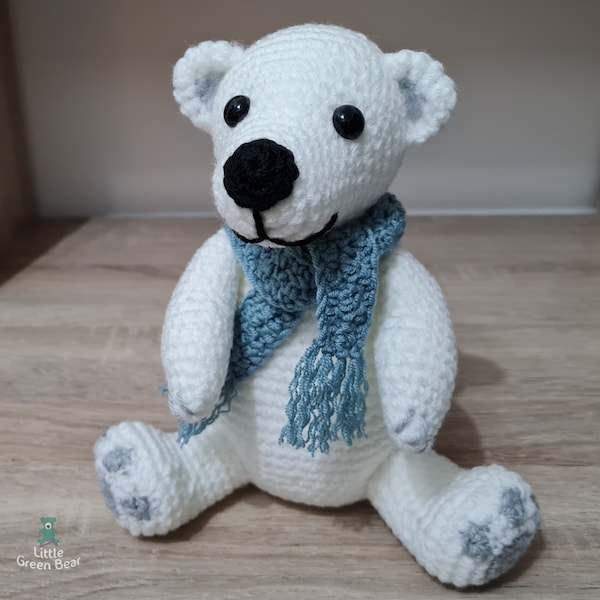 Polar Bear Crochet Pattern - Preston the Polar Bear Pattern - PDF in US and UK Terms - Bear Toy Crochet Pattern