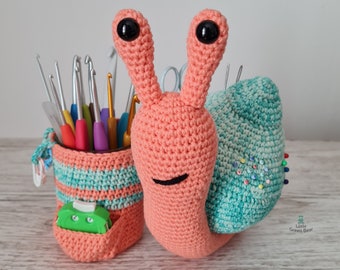 Snail Caddy Crochet Pattern - Sally the Snail Caddy Pattern - PDF in US and UK Terms - Snail Toy Crochet Pattern