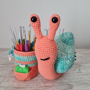 Snail Caddy Crochet Pattern - Sally the Snail Caddy Pattern - PDF in US and UK Terms - Snail Toy Crochet Pattern