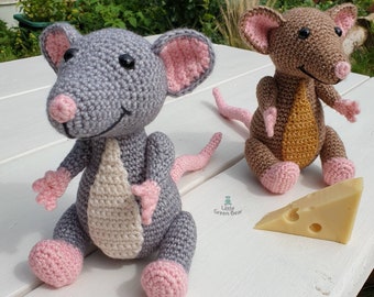 Rat Crochet Pattern - Roscoe the Rat Pattern - PDF in US and UK Terms - Rat Toy Crochet Pattern