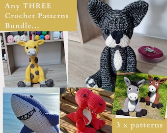 Crochet Pattern Bundle - Any 3 Patterns - Amigurumi Pattern Bundle - PDF  (English)