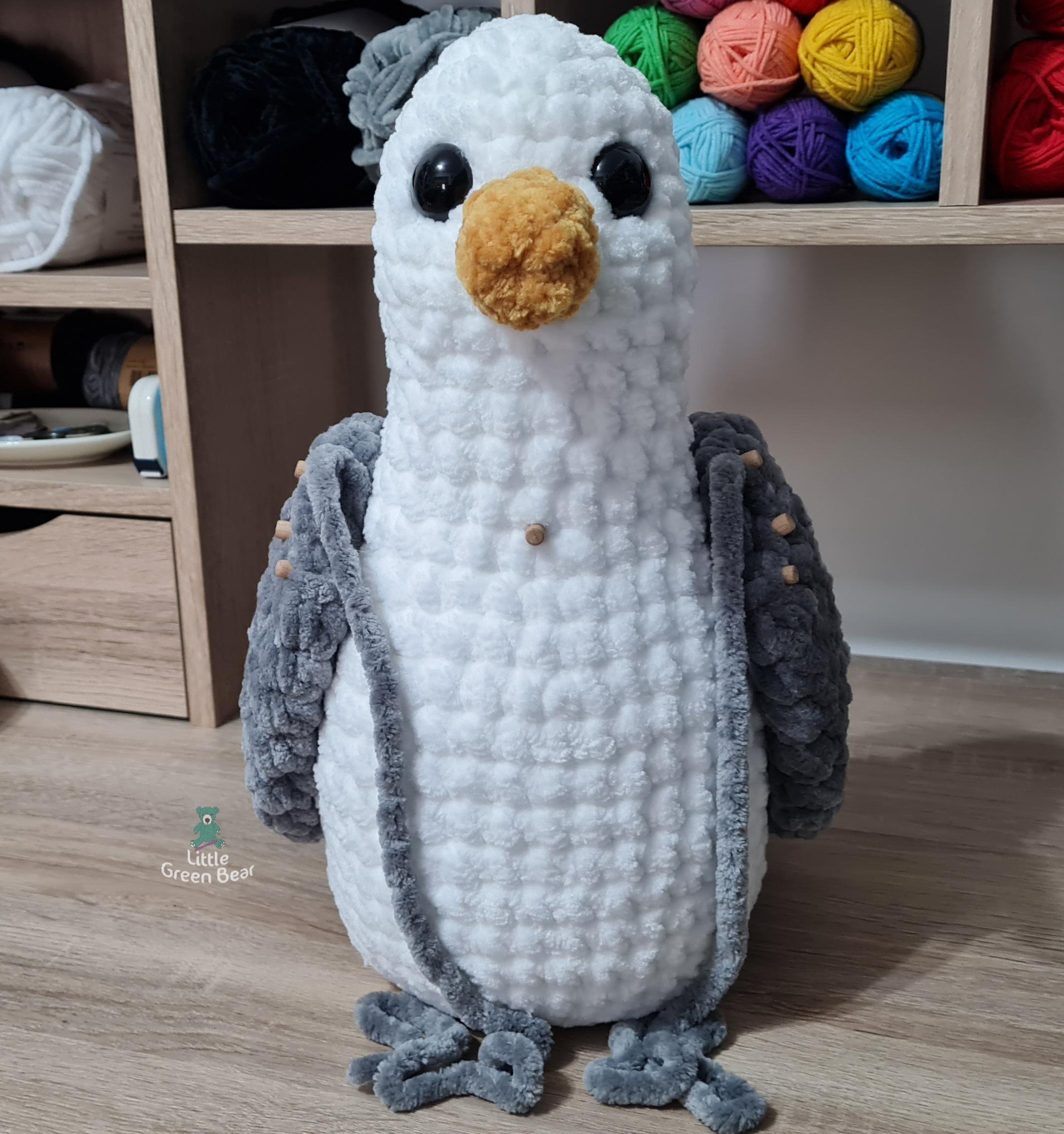 Sidney the Seagull Crochet Pattern, Chunky/jumbo Plush Bird
