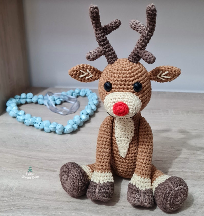 Reindeer Crochet Pattern Rudolph the Reindeer Pattern PDF in US and UK Terms Christmas Crochet Toy Pattern image 1