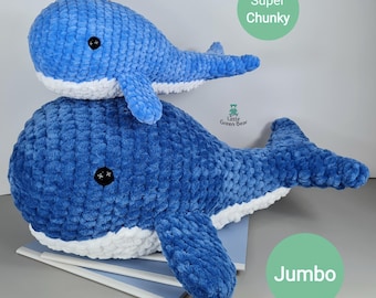 Whale Crochet Pattern - Wesley the Whale Pattern - PDF in US and UK Terms - Whale Toy Crochet Pattern