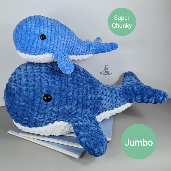 Wesley the Whale Crochet Pattern, Chunky/Jumbo Plush Amigurumi (PDF in US & UK Terms)