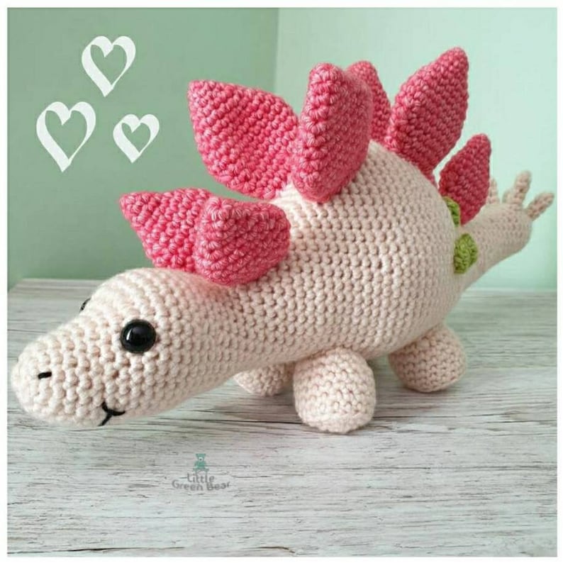 Stegosaurus Crochet Pattern Stan the Stegosaurus Pattern PDF in US and UK Terms Dinosaur Toy Crochet Pattern image 1