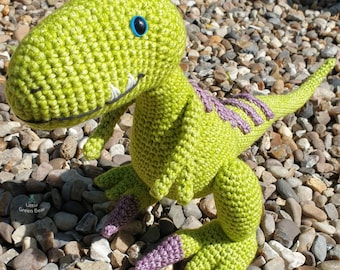 Ronnie the Raptor Crochet Pattern, Dinosaur Amigurumi (PDF in US & UK Terms)