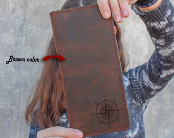 billetera de cuero para teléfono, billetera unisex, billeteras largas de cuero, bolso de regalo, billetera larga, papá, día de San Valentín, billetera de cuero larga