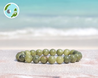 Green Jade Bracelet, 8mm Glossy Gemstone Beaded Bracelet, Jade Bracelet, Men Women and Children, Semi Precious, Crystal Bracelet, Stretch