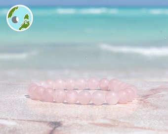 Rose Quartz Bracelet, 8mm Matte Gemstone Beaded Bracelet, Women, Men Children, Semi Precious, Crystal Bracelet, Stretch Bracelet, Purabeada