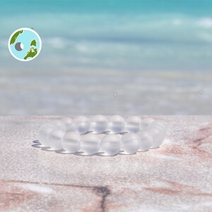 Clear Quartz Braceclet, 10mm Matte Gemstone Beaded Bracelet, Quartz Bracelet,Unisex Bracelet,Semi Precious,Crystal Bracelet,Stretch Bracelet