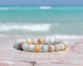 Amazonite Matte 8mm Gemstone Beaded Bracelet, Amazonite Bracelet, For Men Women Children, Semi Precious, Crystal Bracelet, Stretch Bracelet