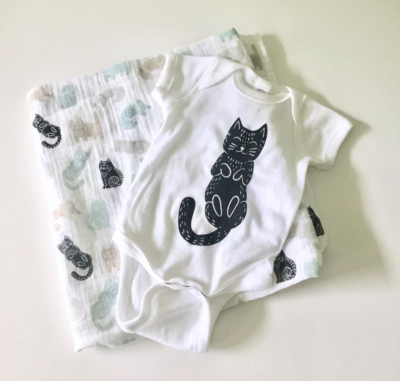 Cat Baby Onesie Cat Swaddle Blanket Set NEWBORN Etsy