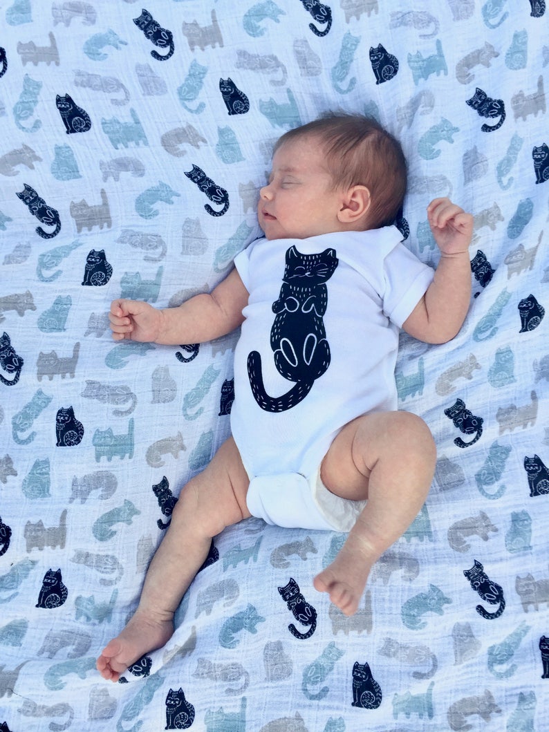Cat Baby Onesie Cat Swaddle Blanket Set NEWBORN Etsy