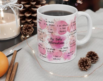 Inspirational Affirmation Mug, Positive Coffee Cup, Self-Care Gift