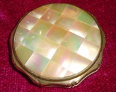 Vintage Mother of Pearl and Brass Kigu Powder Compact