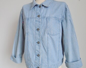 Striped Denim Jacket - Etsy UK