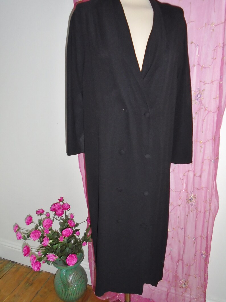 Vintage 80/'s Black Dress Coat by Katrina Size UK 12 14