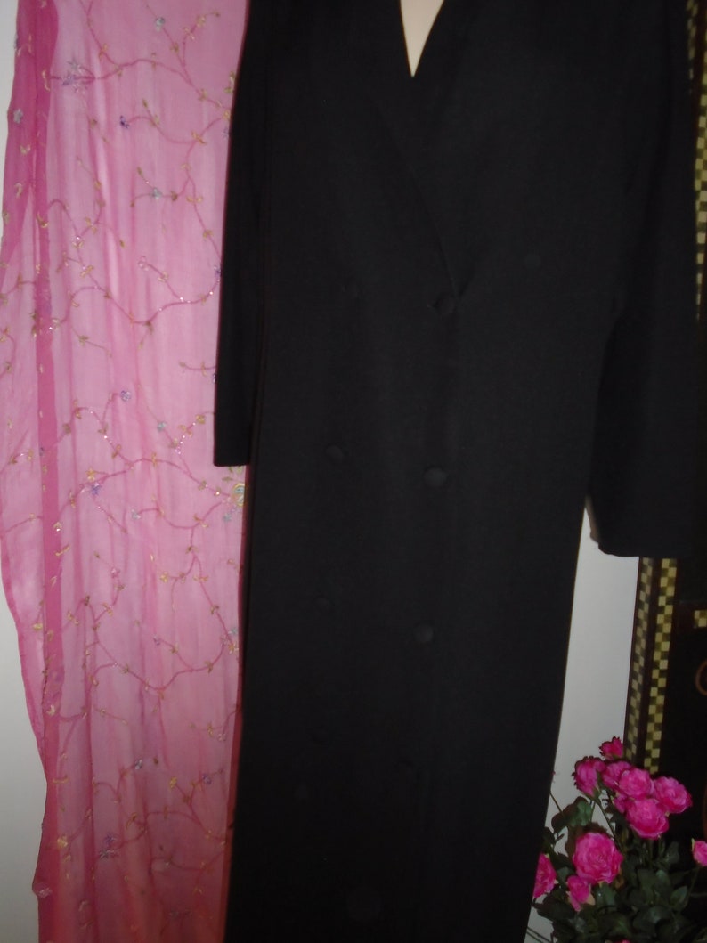 Vintage 80/'s Black Dress Coat by Katrina Size UK 12 14