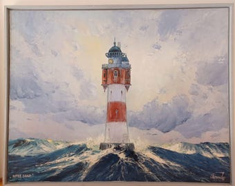 Oil painting of the Roter Sand lighthouse