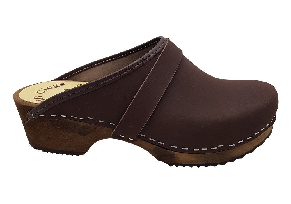MB Clogs, Brown Greased Leather Clogs - Etsy