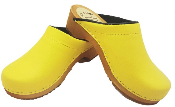 yellow swedish clogs
