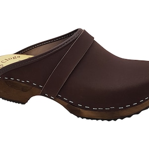MB clogs, brown greased leather clogs